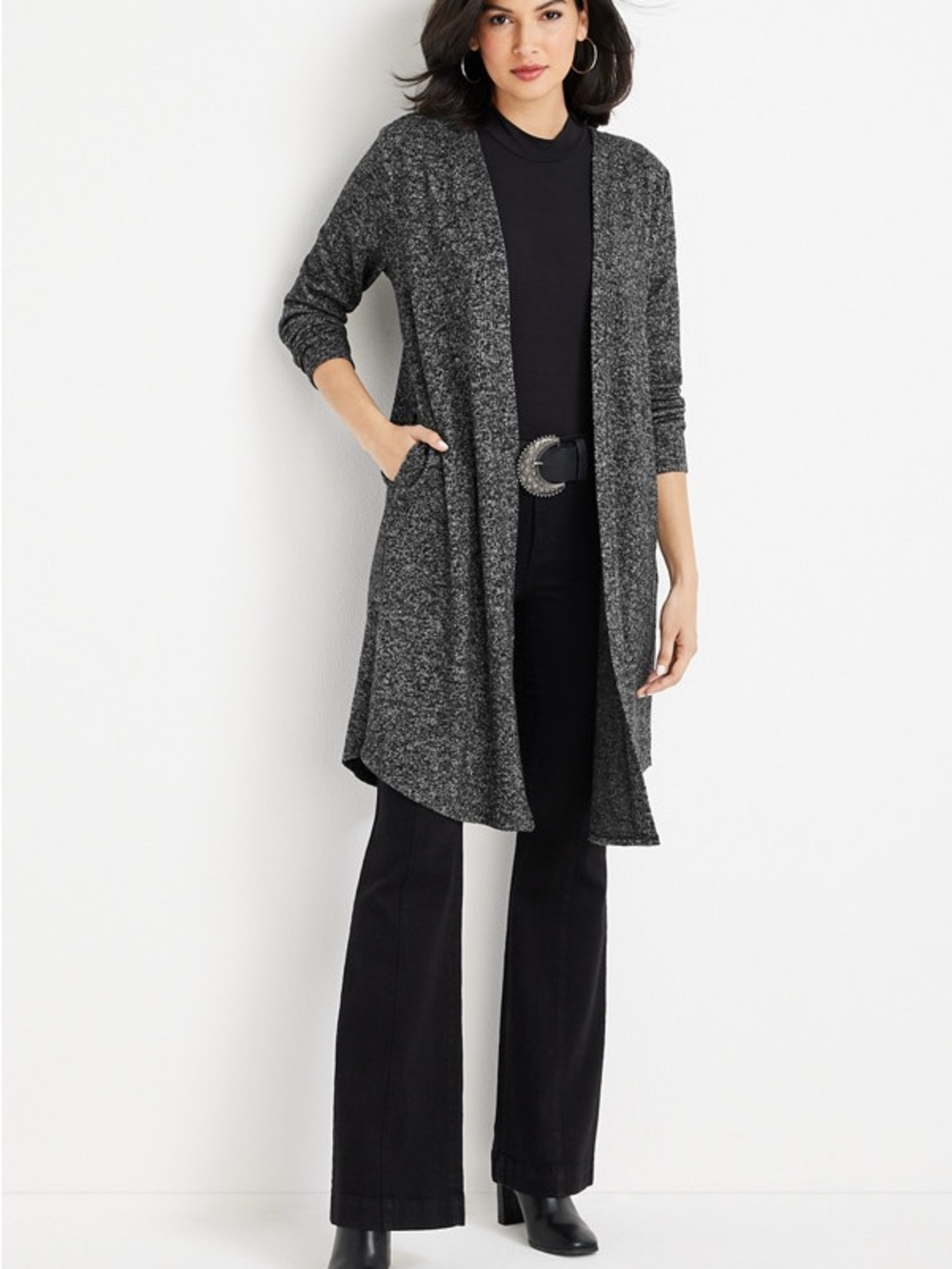 Maurices Metalic Open-Front Duster Cardigan